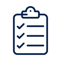 Line art icon of a clipboard
